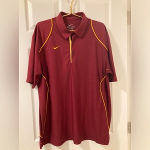 MEN’S NIKE DRY FIT GOLF POLO SIZE LARGE BURGUNDY & YELLOW